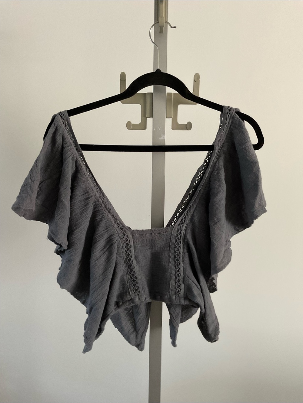 Jen's Pirate Booty Gray Layered Asymmetrical Gauze skirt and crop top - Picture 3 of 12